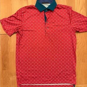 Greyson Red and Blue Patterned Men's Polo Shirt